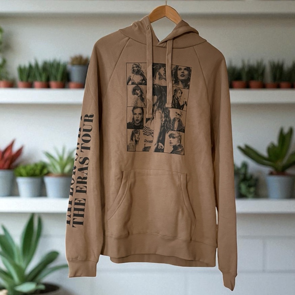 TAYLOR SWIFT NWOT ERAS TOUR TAUPE HOODED SWEATSHIRT MEDIUM NO LONGER AVAILABLE